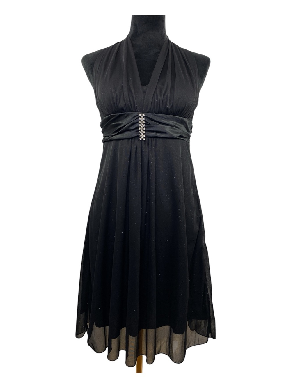 Speechless Y2K Black Glitter Halter Empire Waist Mini Dress Size Medium